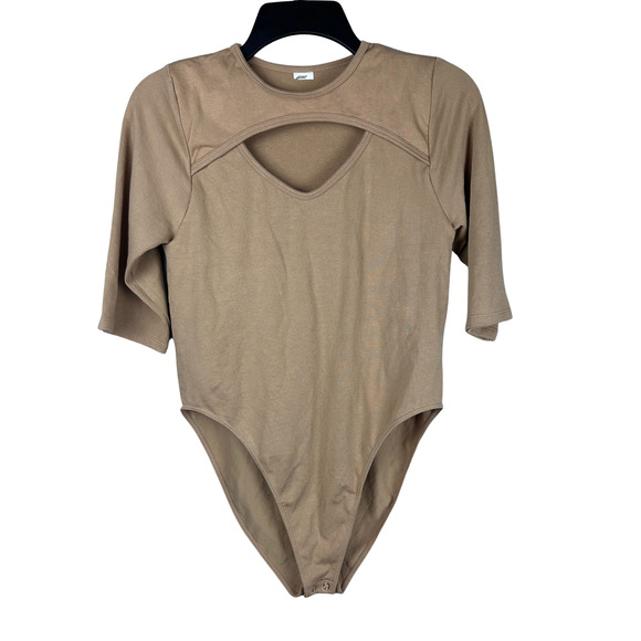 Fabletics Ladies Finely Cutout Seamless Ribbed Bodysuit Desert Tan Size Medium - Picture 4 of 7